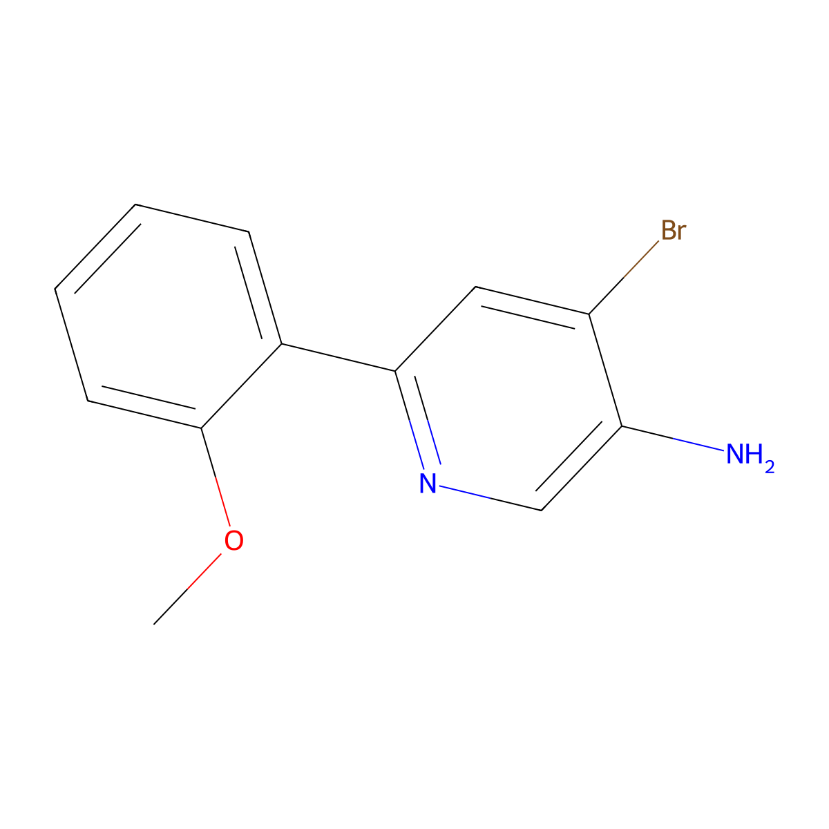 4-Bromo-3-amino-6-(2-methoxyphenyl)pyridine molecular structure, CAS 1381941-29-2