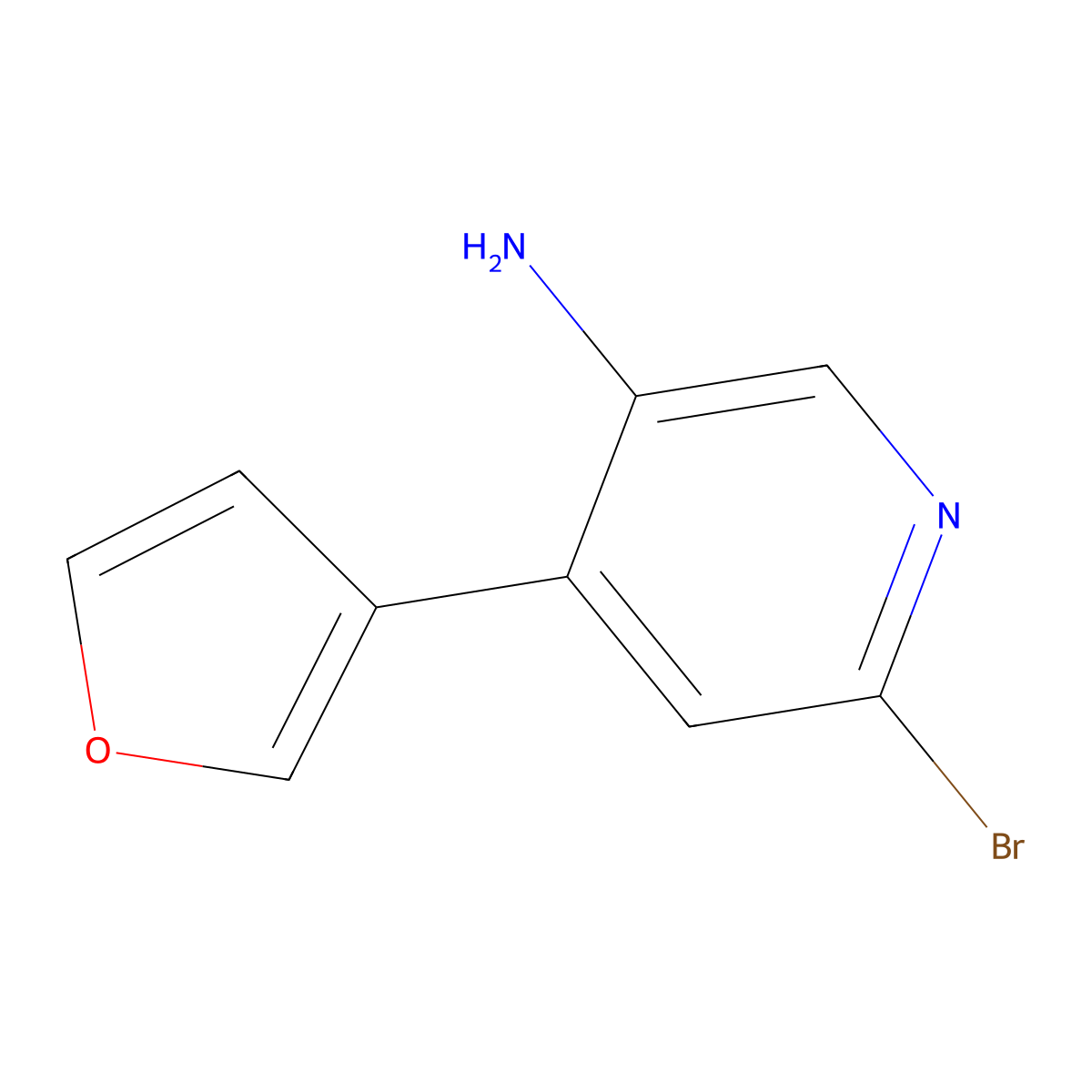 2-Bromo-5-amino-4-(3-furyl)pyridine molecular structure, CAS 1381941-30-5