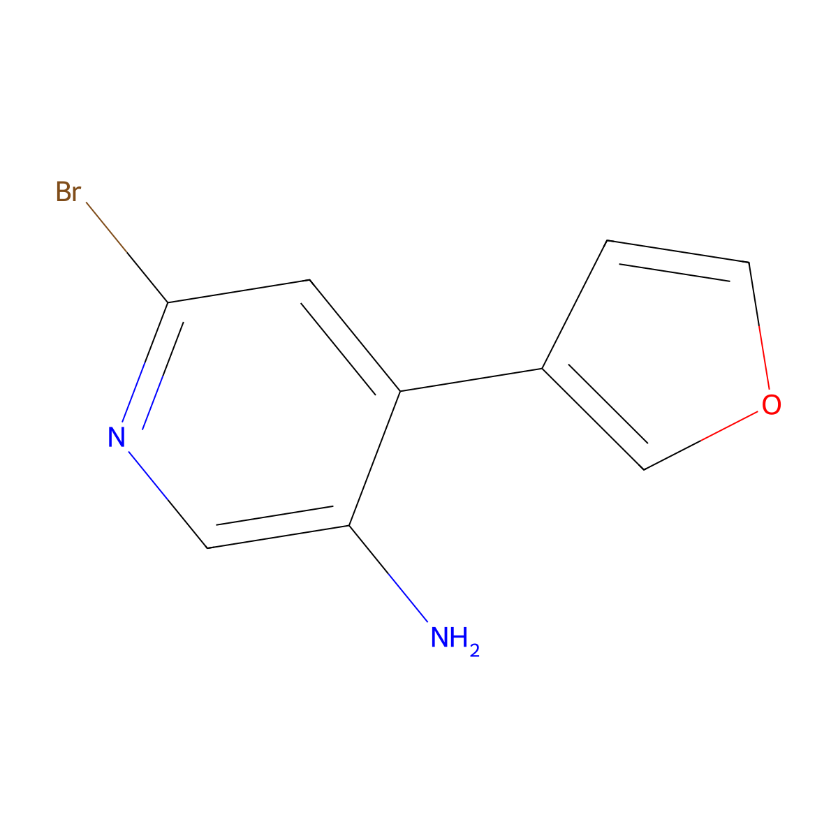 2-Bromo-5-amino-4-(3-furyl)pyridine molecular structure, CAS 1381941-30-5