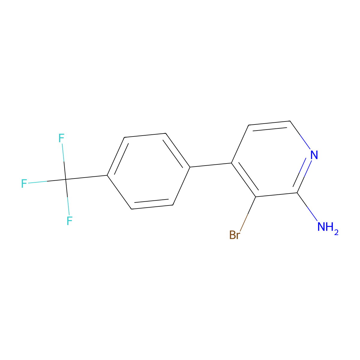 2-Amino-3-bromo-4-(4-trifluoromethylphenyl)pyridine molecular structure, CAS 1381941-31-6
