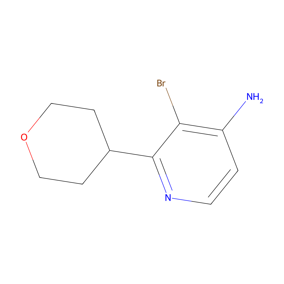 3-Bromo-2-(oxan-4-YL)pyridin-4-amine molecular structure, CAS 1381941-34-9