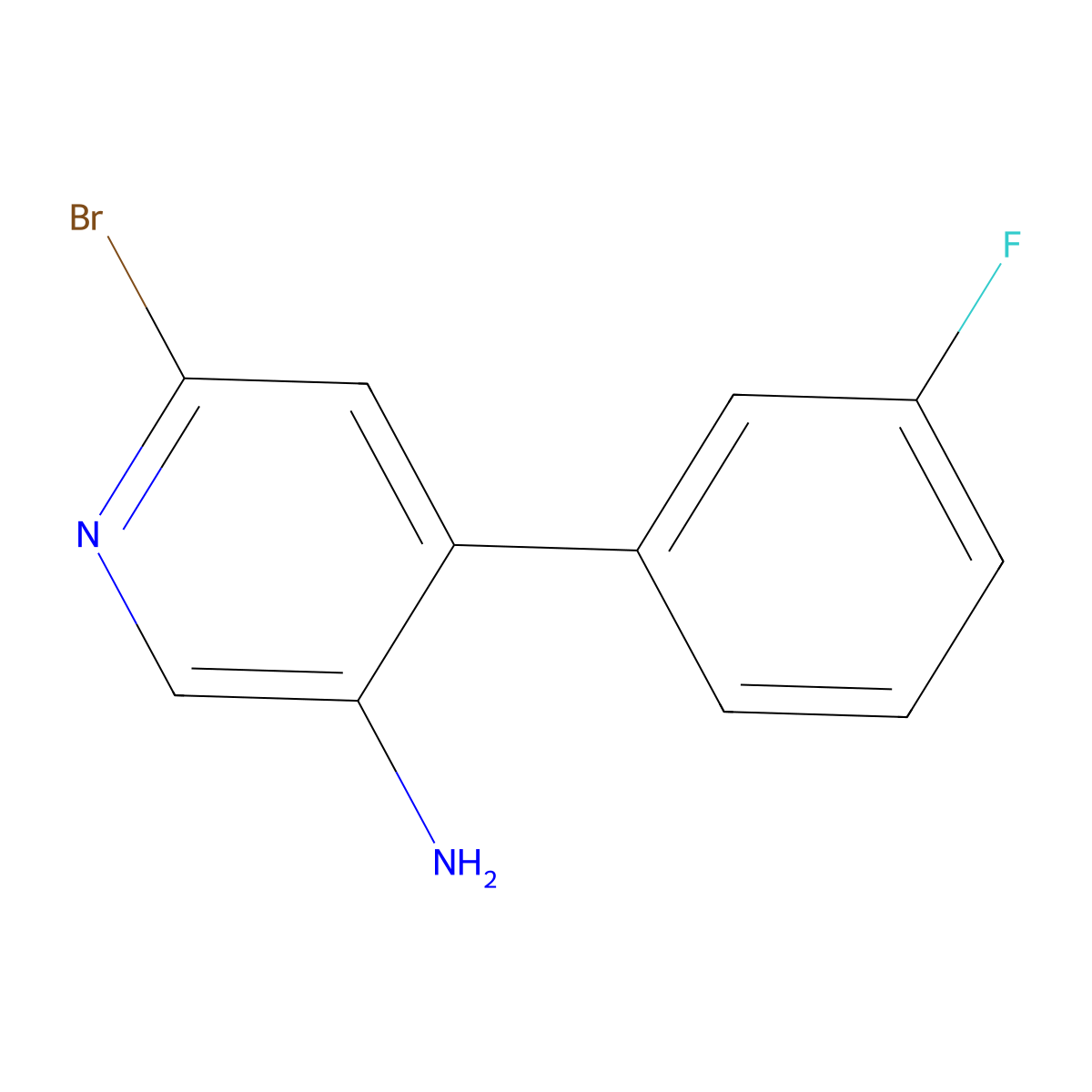 2-Bromo-5-amino-4-(3-fluorophenyl)pyridine molecular structure, CAS 1381941-35-0