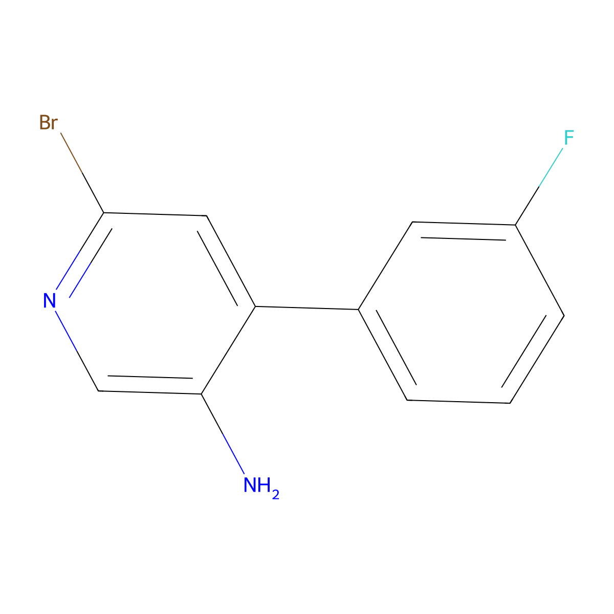 2-Bromo-5-amino-4-(3-fluorophenyl)pyridine molecular structure, CAS 1381941-35-0