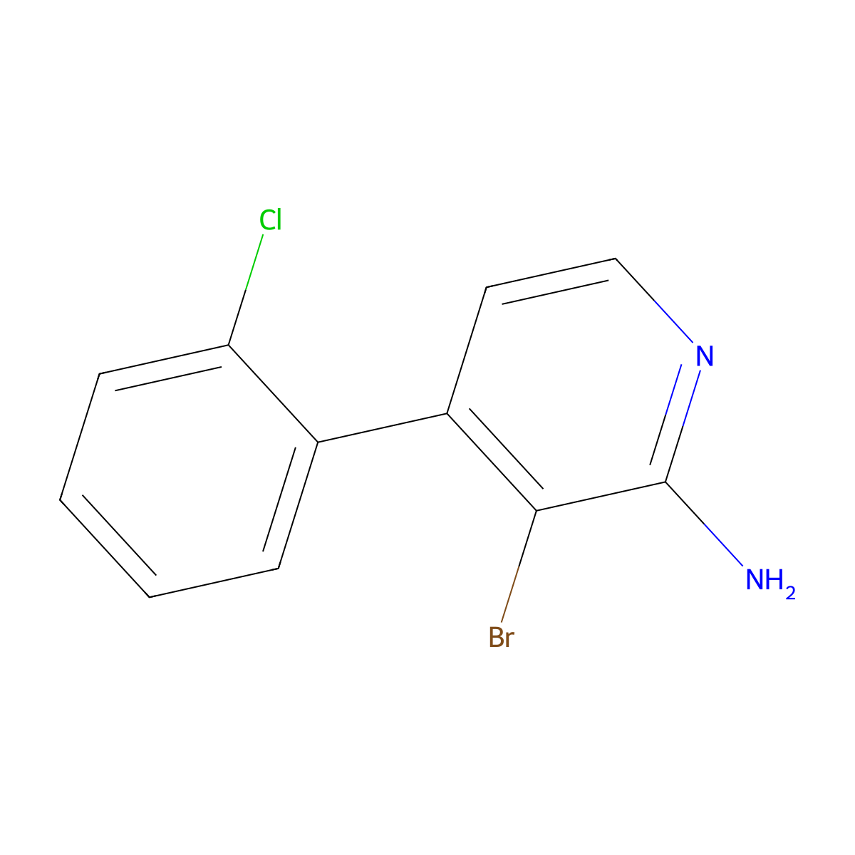 2-Amino-3-bromo-4-(2-chlorophenyl)pyridine molecular structure, CAS 1381941-40-7