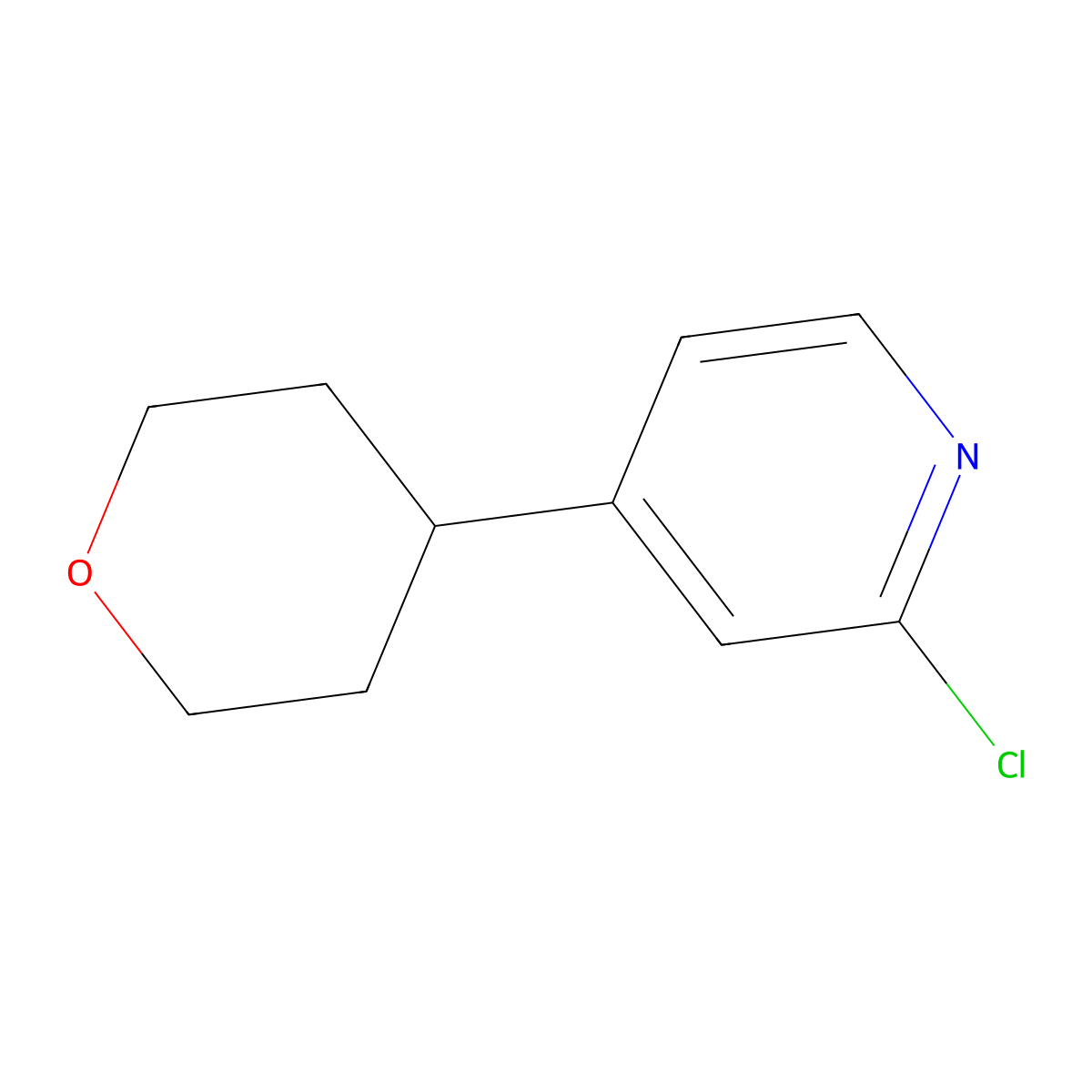 2-Chloro-4-(oxan-4-YL)pyridine molecular structure, CAS 1381941-42-9