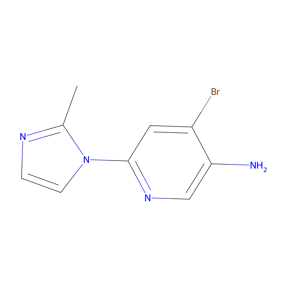 4-Bromo-3-amino-6-(2-methylimidazol-1-yl)pyridine molecular structure, CAS 1381941-46-3
