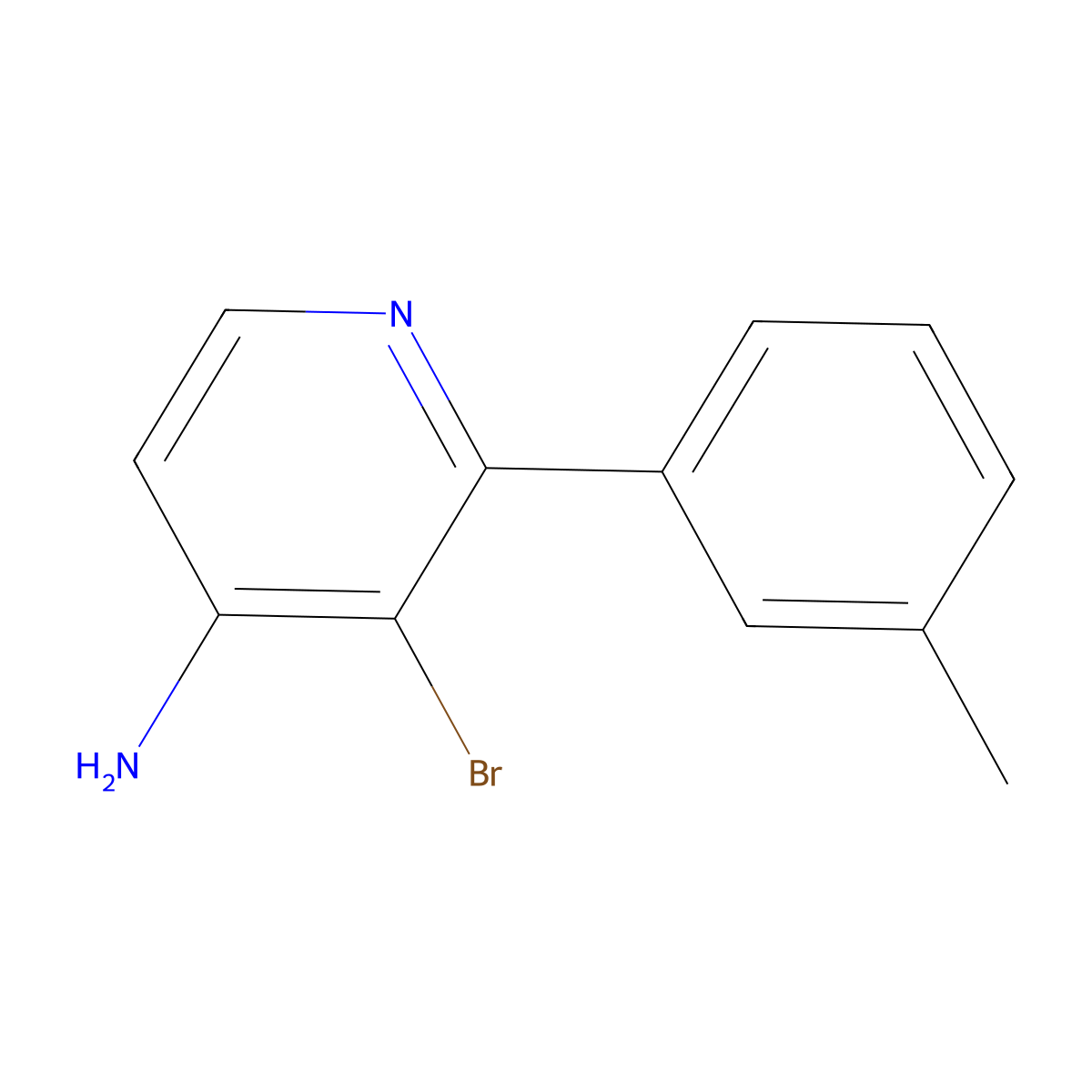 3-Bromo-2-(3-methylphenyl)pyridin-4-amine molecular structure, CAS 1381941-48-5