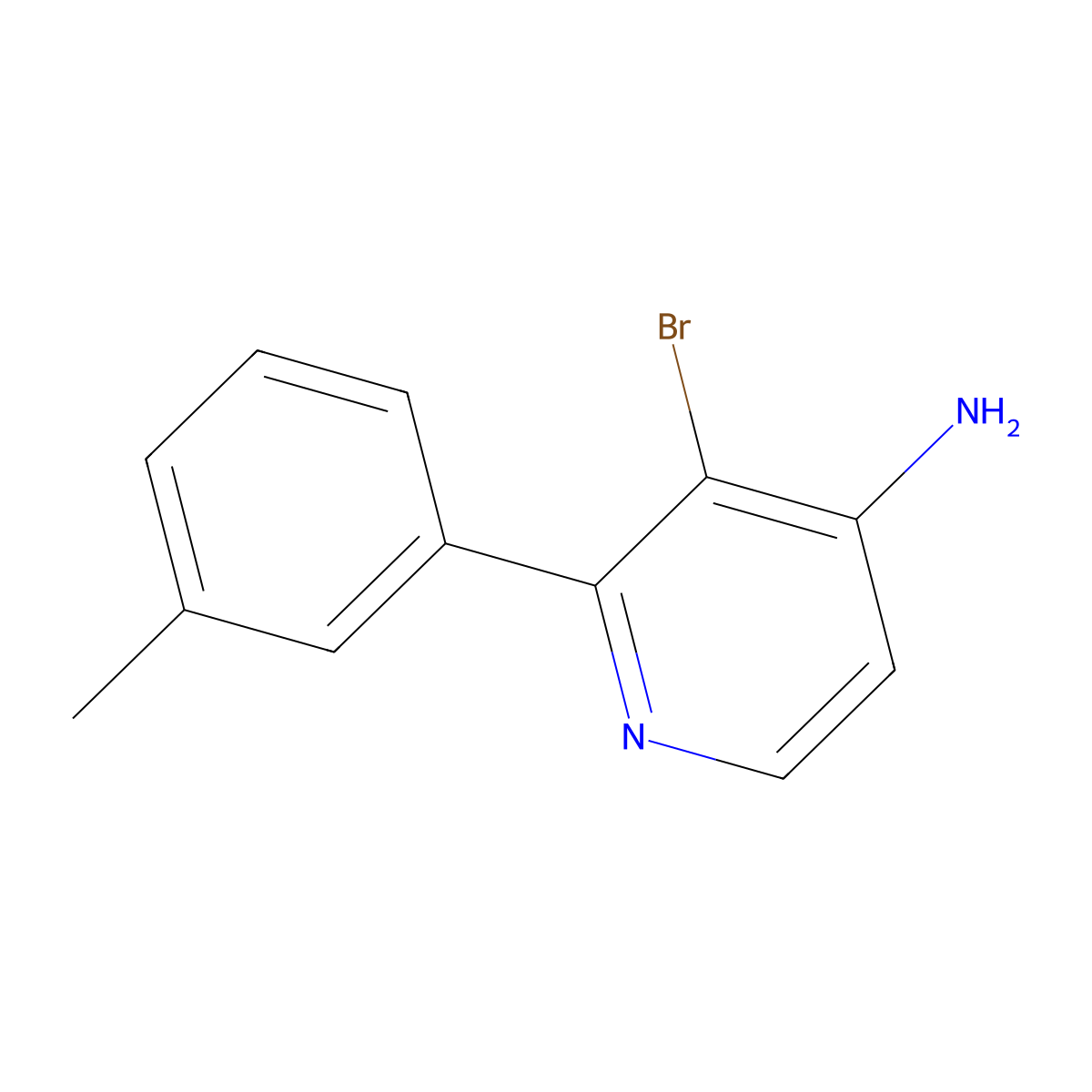 3-Bromo-2-(3-methylphenyl)pyridin-4-amine molecular structure, CAS 1381941-48-5