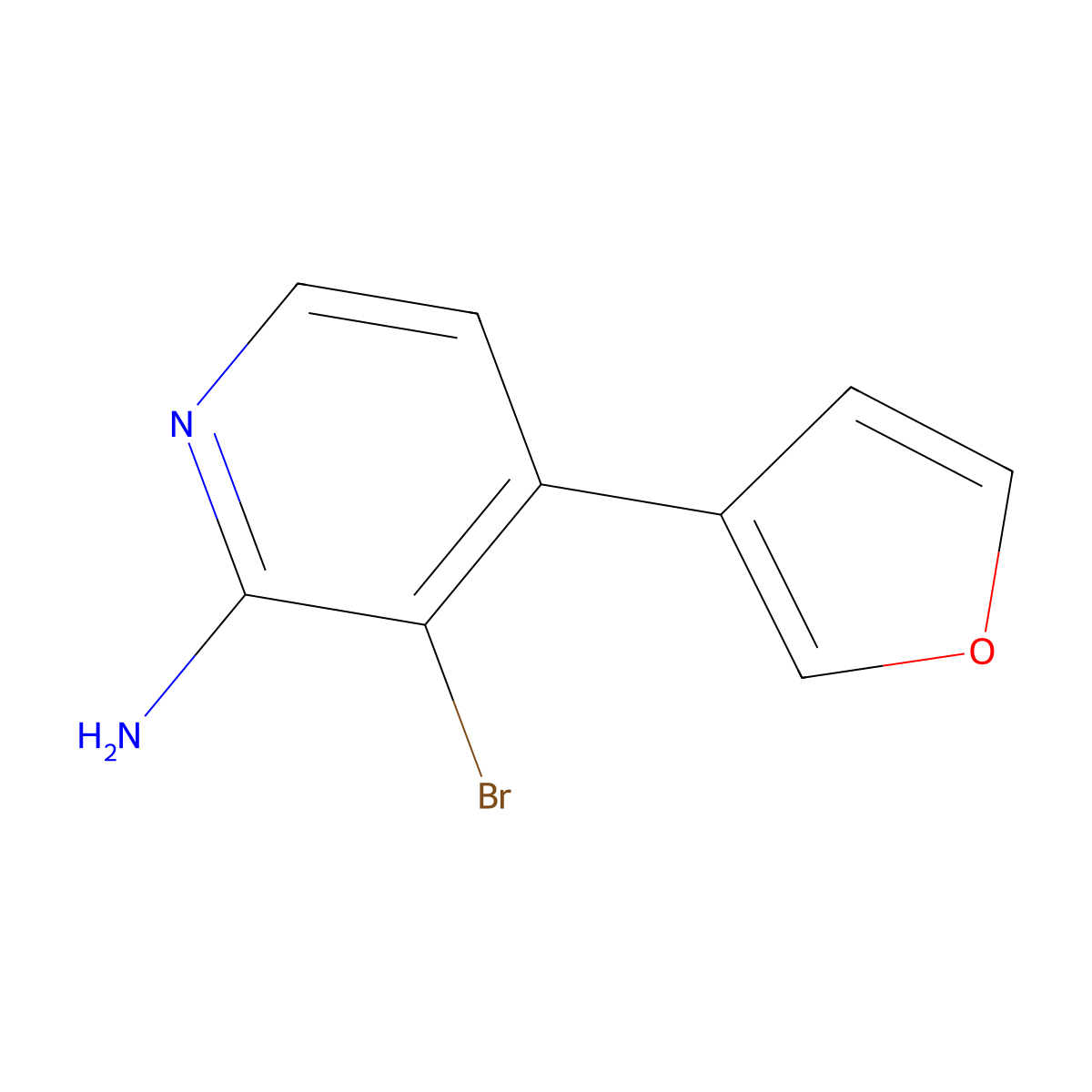 2-Amino-3-bromo-4-(3-furyl)pyridine molecular structure, CAS 1381941-49-6