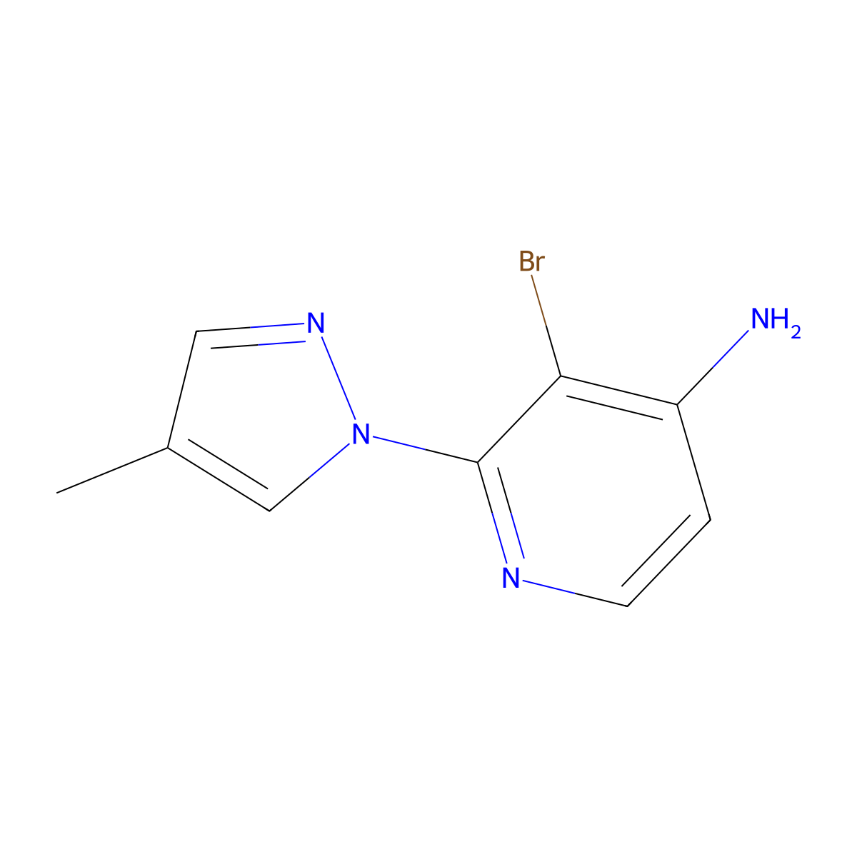 3-Bromo-2-(4-methyl-1H-pyrazol-1-YL)pyridin-4-amine molecular structure, CAS 1381941-50-9