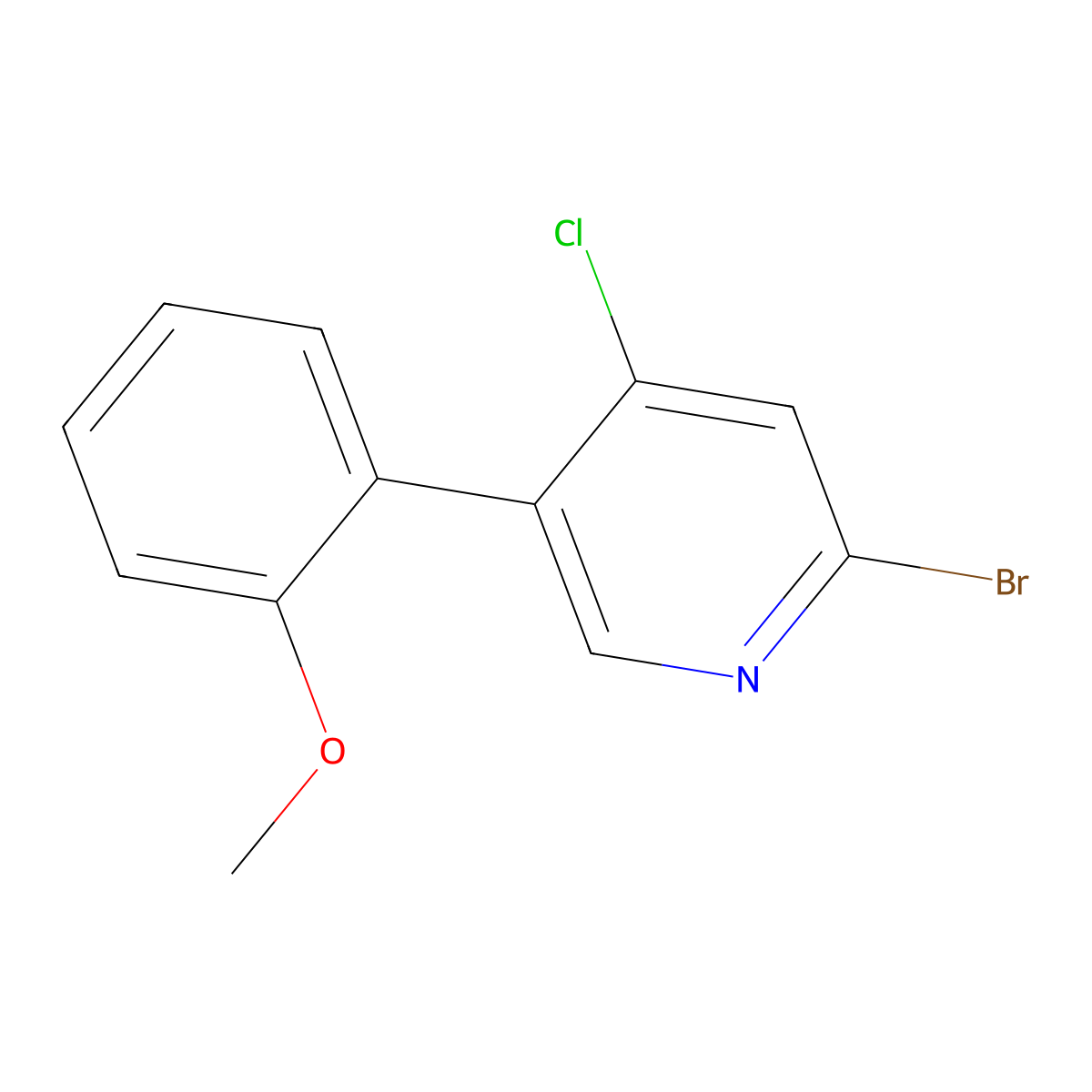 2-Bromo-4-chloro-5-(2-methoxyphenyl)pyridine molecular structure, CAS 1381941-55-4