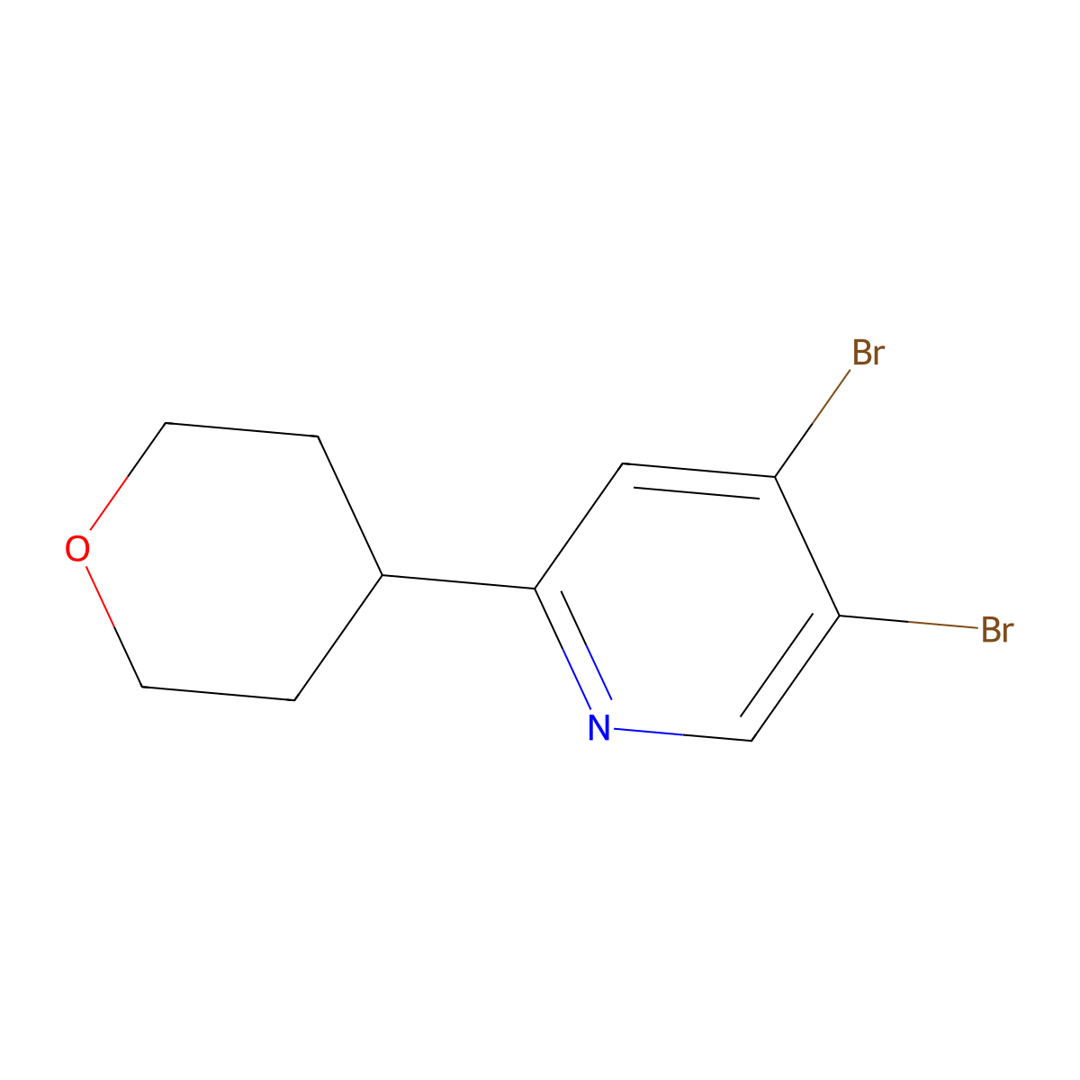 4,5-Dibromo-2-(4-tetrahydropyranyl)pyridine molecular structure, CAS 1381941-56-5