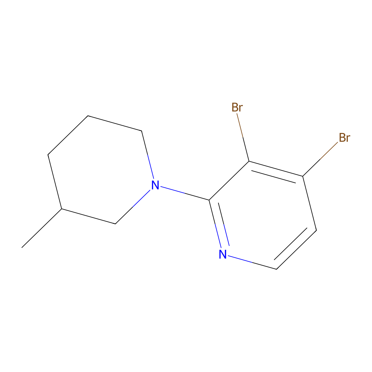 3,4-Dibromo-2-(3-methylpiperidin-1-yl)pyridine molecular structure, CAS 1381941-58-7