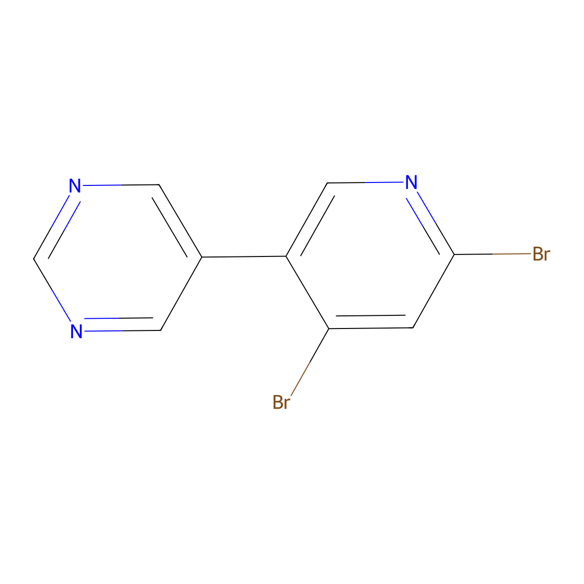 2,4-Dibromo-5-(5-pyrimidyl)pyridine molecular structure, CAS 1381941-60-1
