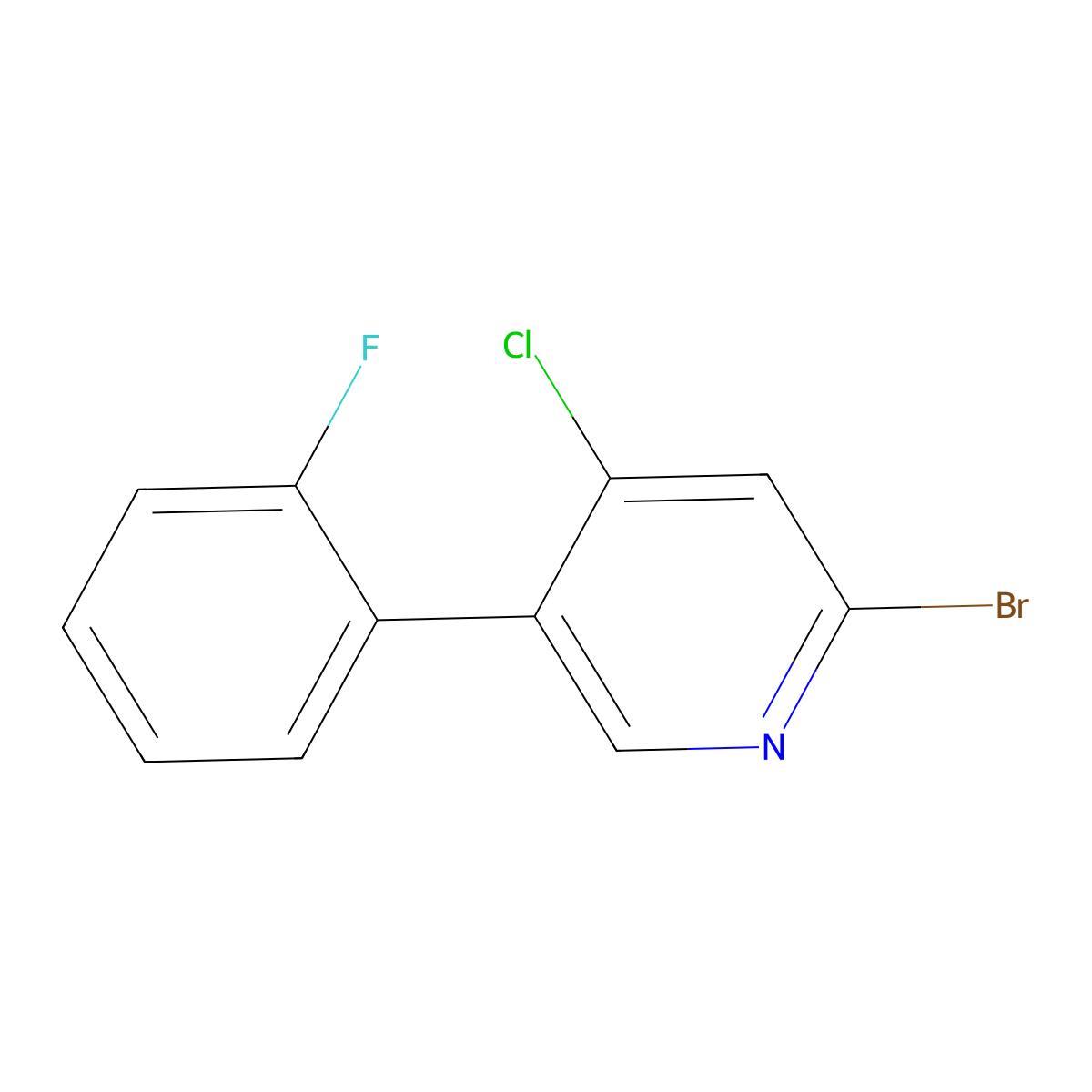 2-Bromo-4-chloro-5-(2-fluorophenyl)pyridine molecular structure, CAS 1381941-62-3