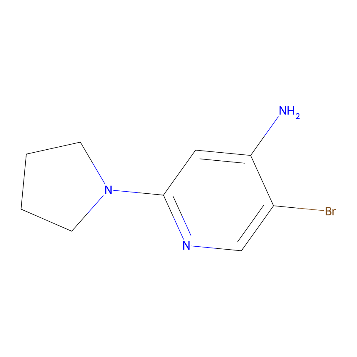 5-Bromo-2-(pyrrolidin-1-YL)pyridin-4-amine molecular structure, CAS 1381941-64-5