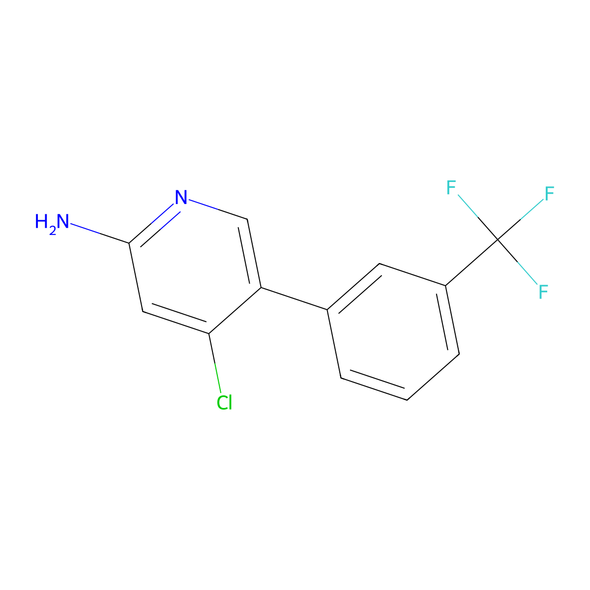 2-Amino-4-chloro-5-(3-trifluoromethylphenyl)pyridine molecular structure, CAS 1381941-69-0