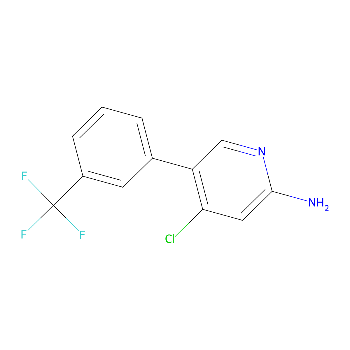 2-Amino-4-chloro-5-(3-trifluoromethylphenyl)pyridine molecular structure, CAS 1381941-69-0