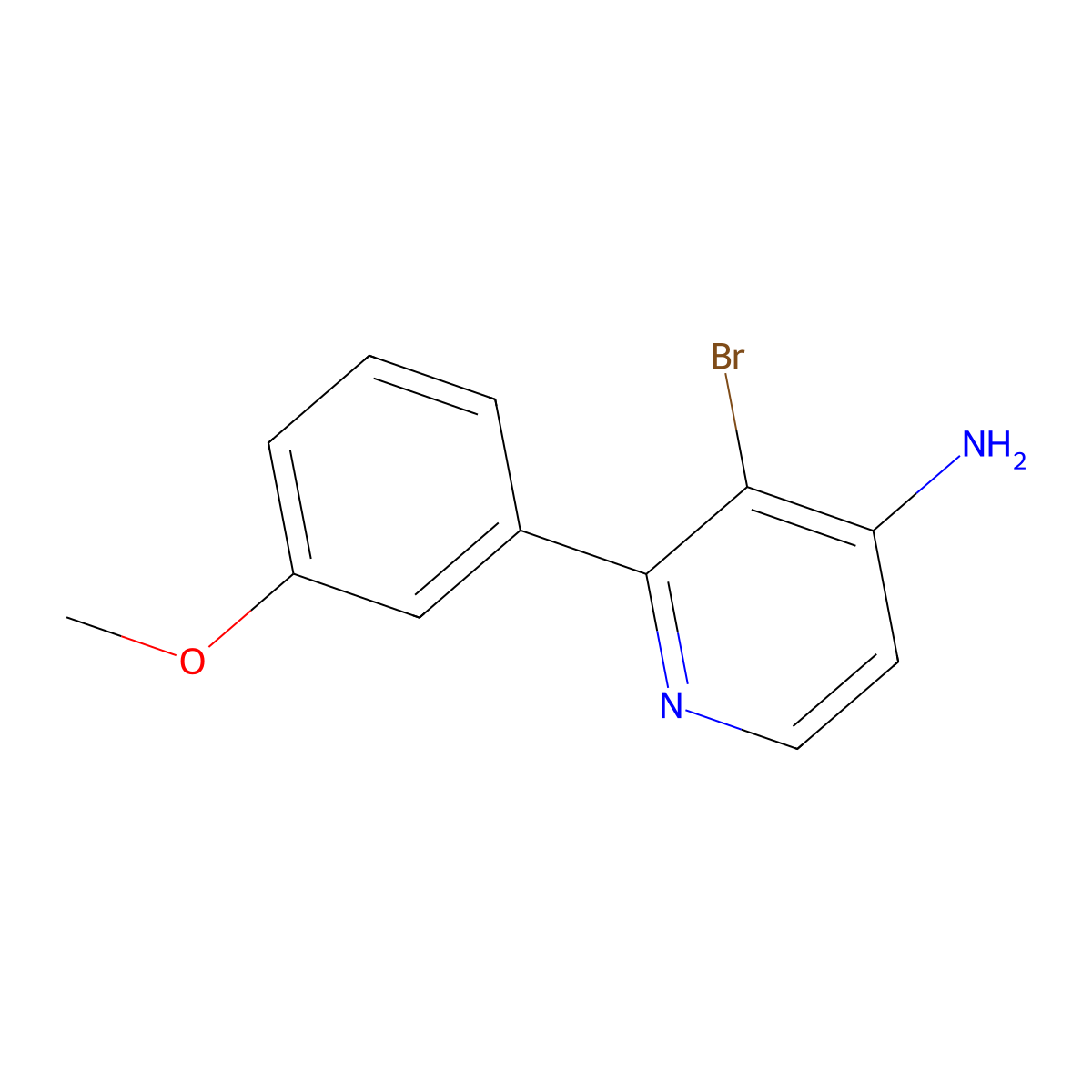 3-Bromo-2-(3-methoxyphenyl)pyridin-4-amine molecular structure, CAS 1381941-70-3
