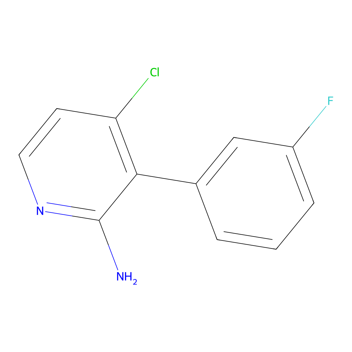 4-Chloro-3-(3-fluorophenyl)pyridin-2-amine molecular structure, CAS 1381941-71-4