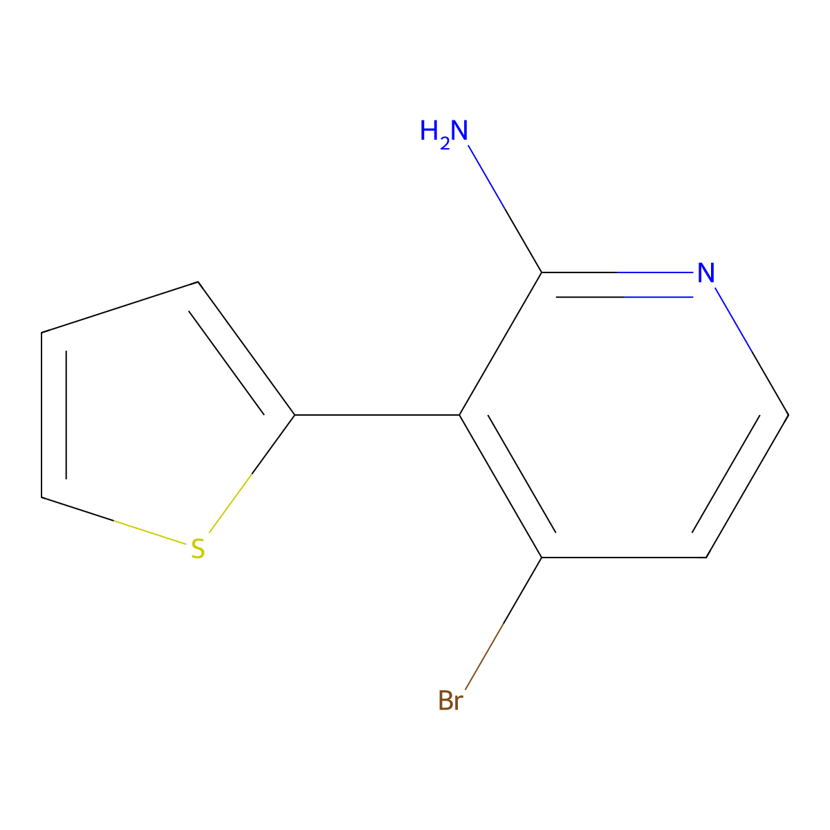 2-Amino-4-bromo-3-(2-thienyl)pyridine molecular structure, CAS 1381941-75-8