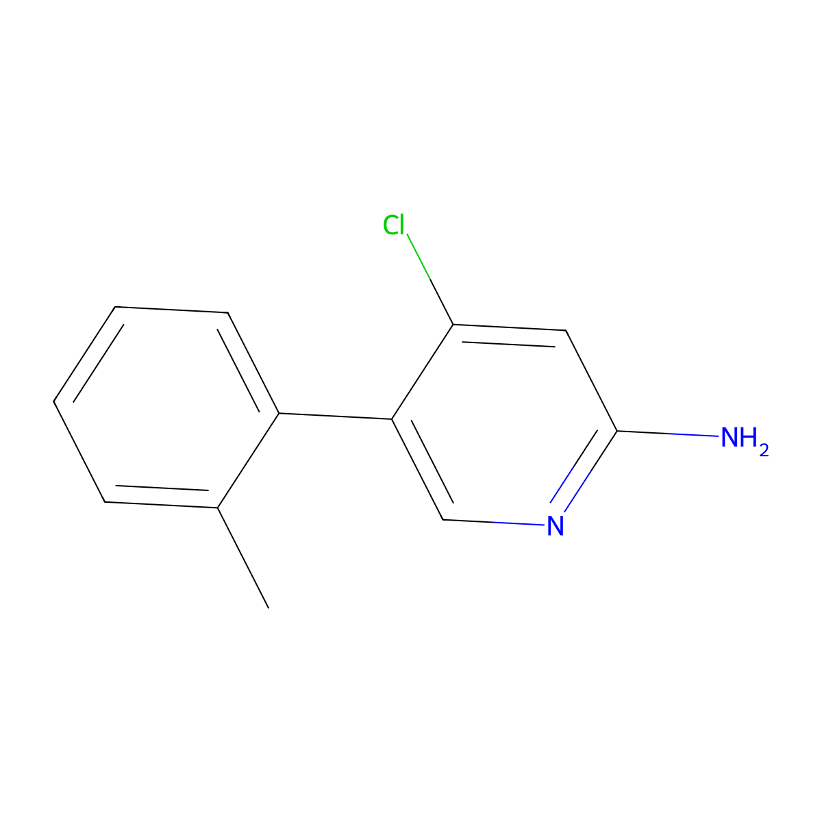 2-Amino-4-chloro-5-(2-tolyl)pyridine molecular structure, CAS 1381941-79-2