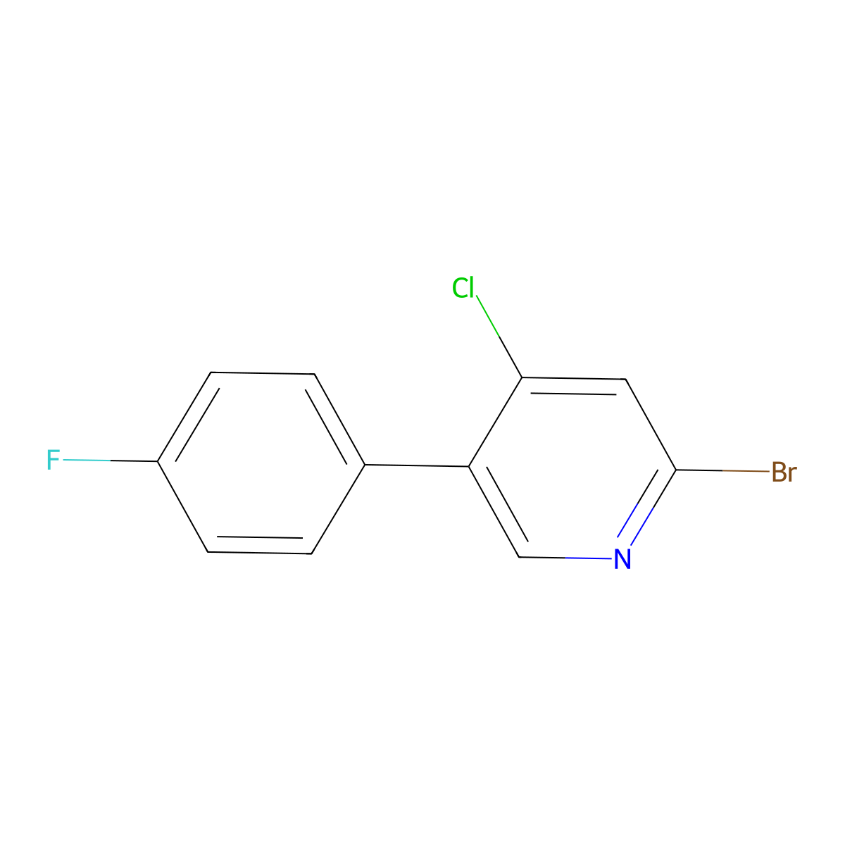 2-Bromo-4-chloro-5-(4-fluorophenyl)pyridine molecular structure, CAS 1381941-85-0