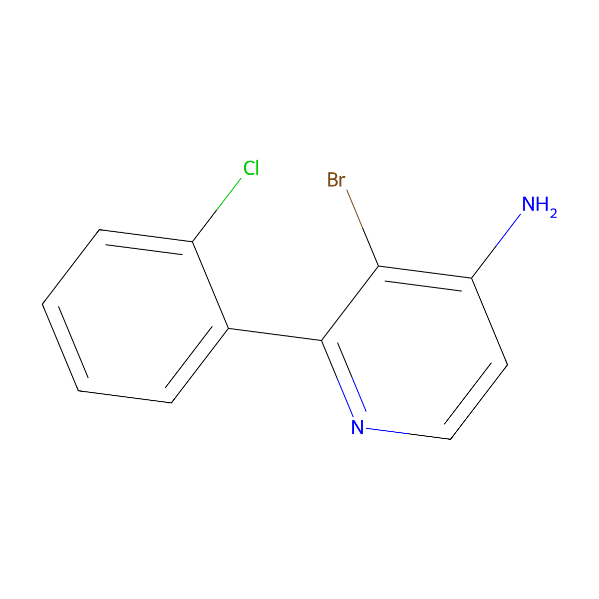 3-Bromo-2-(2-chlorophenyl)pyridin-4-amine molecular structure, CAS 1381941-86-1