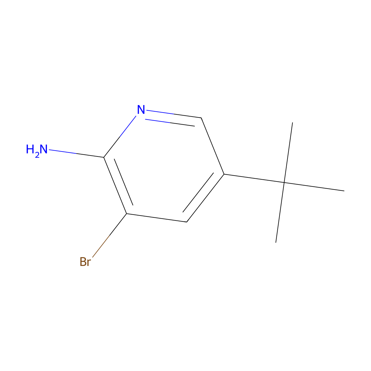 3-Bromo-5-(tert-butyl)pyridin-2-amine molecular structure, CAS 1381941-90-7