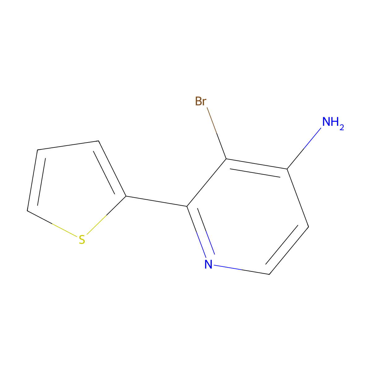 3-Bromo-2-(thiophen-2-YL)pyridin-4-amine molecular structure, CAS 1381941-93-0