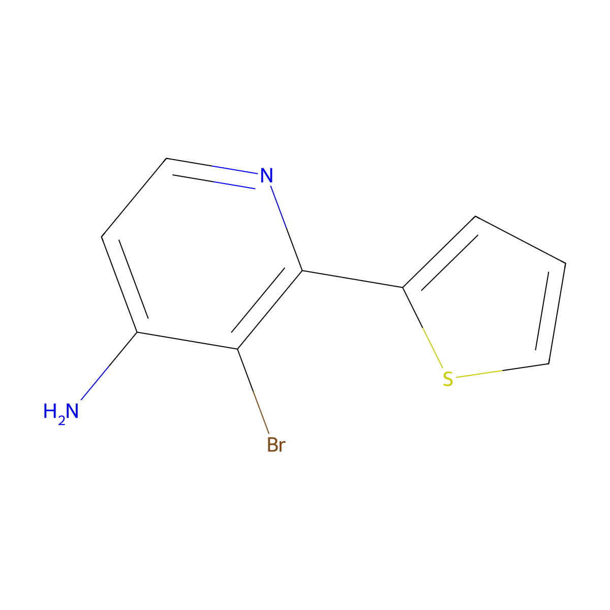 3-Bromo-2-(thiophen-2-YL)pyridin-4-amine molecular structure, CAS 1381941-93-0