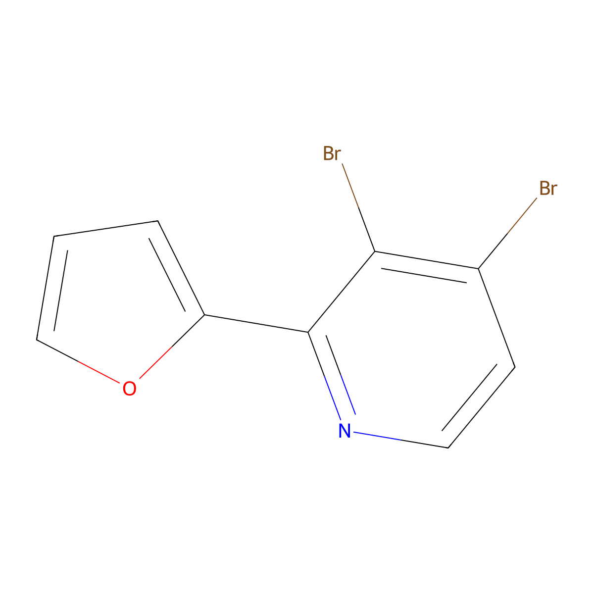 3,4-Dibromo-2-(2-furyl)pyridine molecular structure, CAS 1381941-99-6