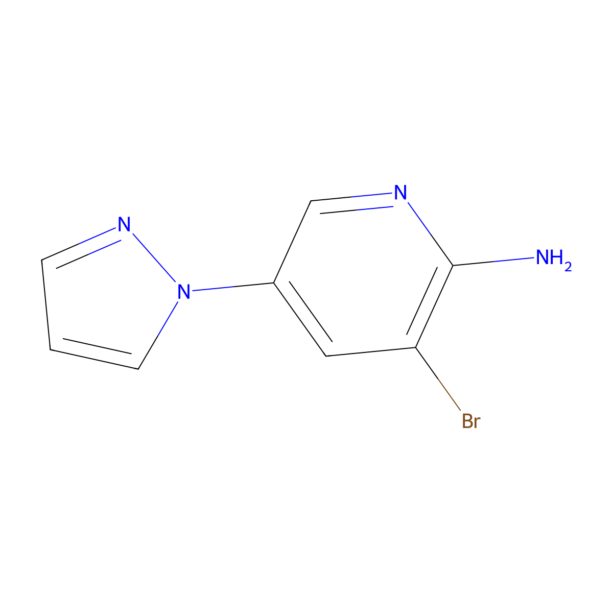 2-Amino-3-bromo-5-(1H-pyrazol-1-yl)pyridine molecular structure, CAS 1381942-04-6