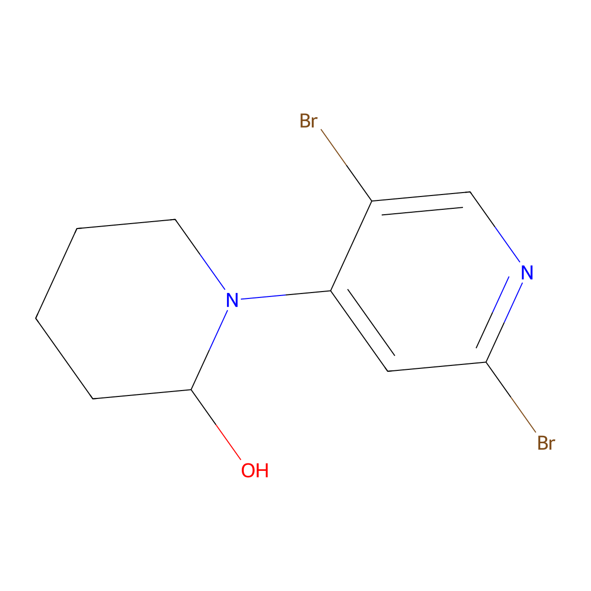 2,5-Dibromo-4-(2-hydroxypiperidin-1-yl)pyridine molecular structure, CAS 1381942-07-9