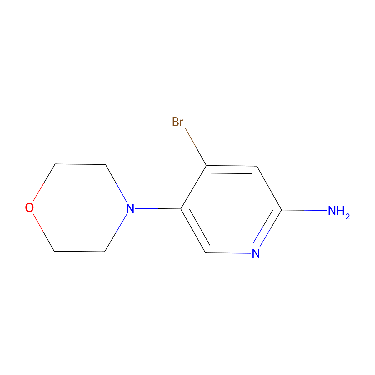 4-Bromo-2-amino-5-(morpholino)pyridine molecular structure, CAS 1381942-09-1