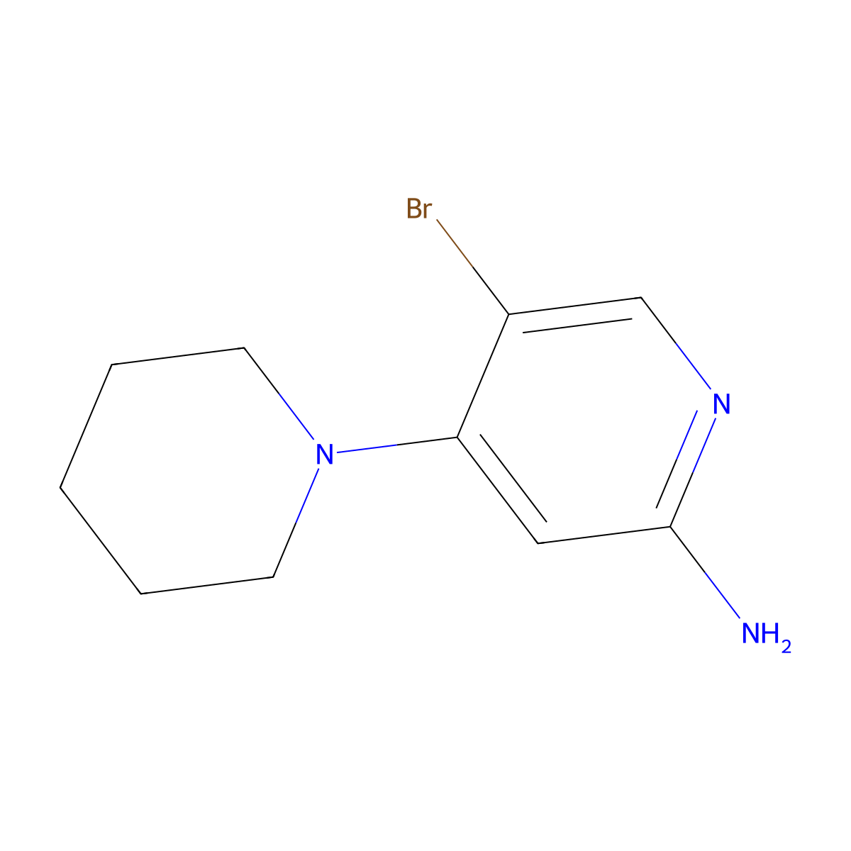 5-Bromo-2-amino-4-(piperidino)pyridine molecular structure, CAS 1381942-13-7