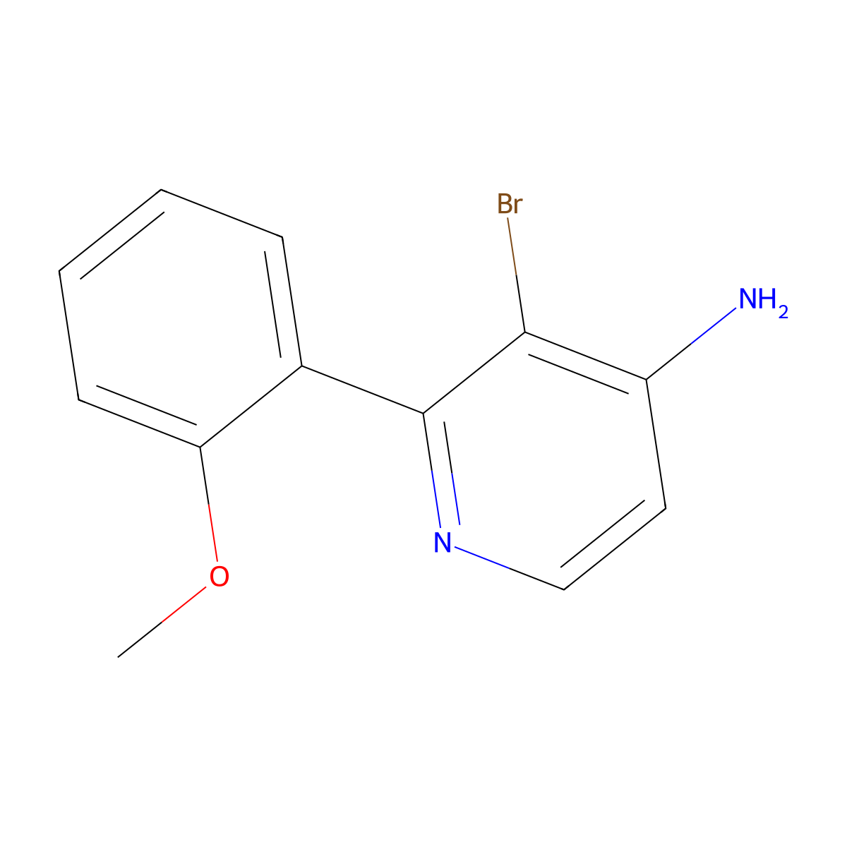 3-Bromo-2-(2-methoxyphenyl)pyridin-4-amine molecular structure, CAS 1381942-14-8
