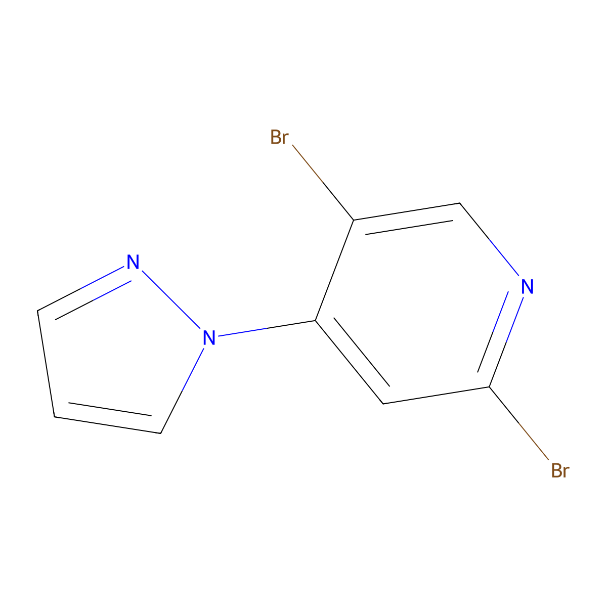 2,5-Dibromo-4-(1H-pyrazol-1-yl)pyridine molecular structure, CAS 1381942-15-9