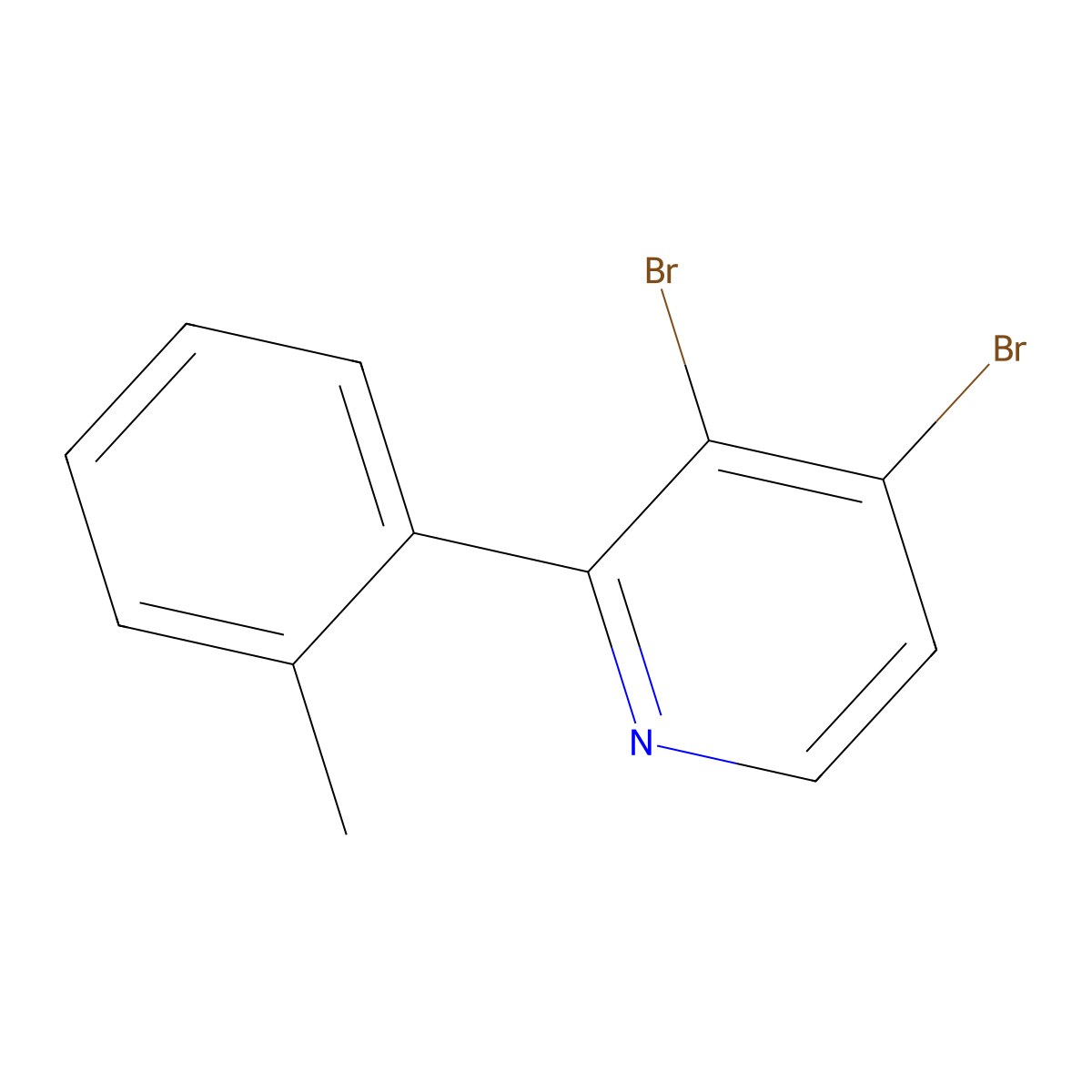 3,4-Dibromo-2-(2-tolyl)pyridine molecular structure, CAS 1381942-16-0