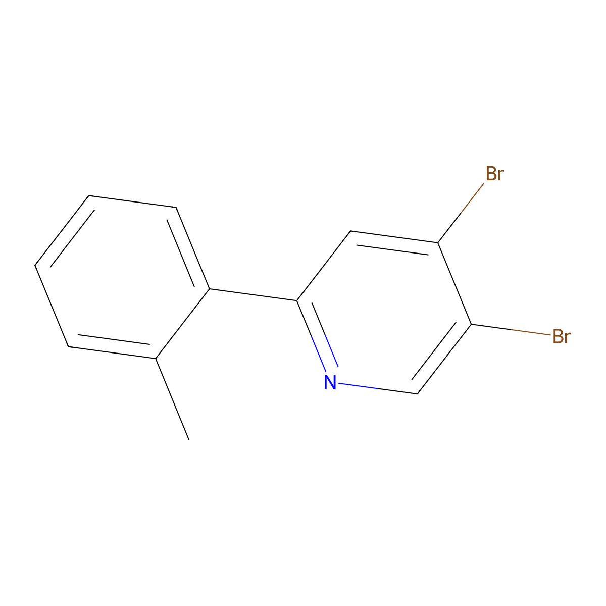 3,4-Dibromo-6-(2-tolyl)pyridine molecular structure, CAS 1381942-18-2