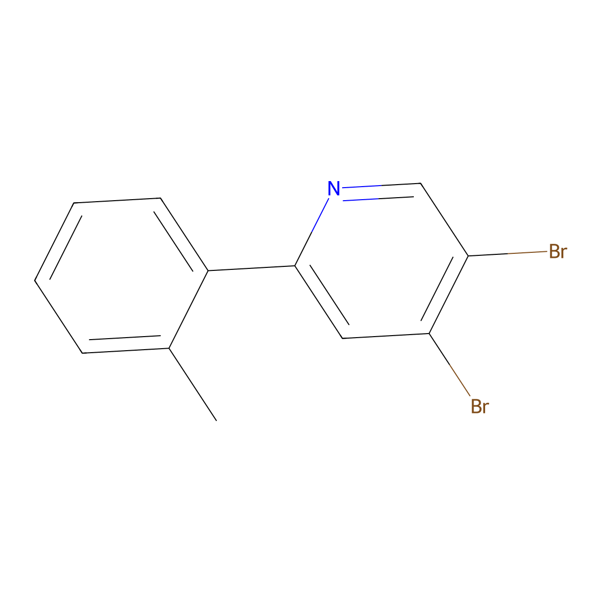 3,4-Dibromo-6-(2-tolyl)pyridine molecular structure, CAS 1381942-18-2