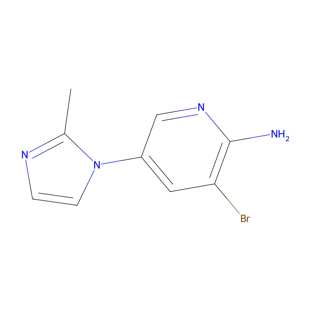 2-Amino-3-bromo-5-(2-methylimidazol-1-yl)pyridine molecular structure, CAS 1381942-20-6