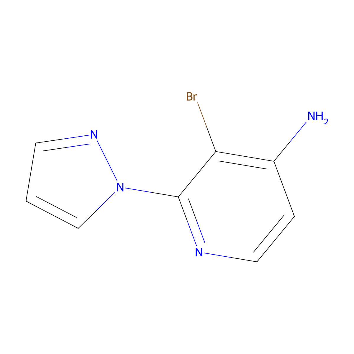 3-Bromo-2-(1H-pyrazol-1-YL)pyridin-4-amine molecular structure, CAS 1381942-23-9