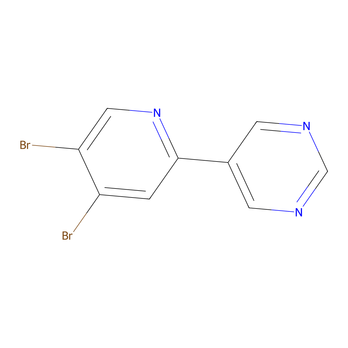 3,4-Dibromo-6-(5-pyrimidyl)pyridine molecular structure, CAS 1381942-27-3