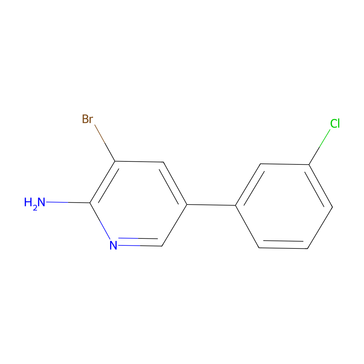 2-Amino-3-bromo-5-(3-chlorophenyl)pyridine molecular structure, CAS 1381942-28-4