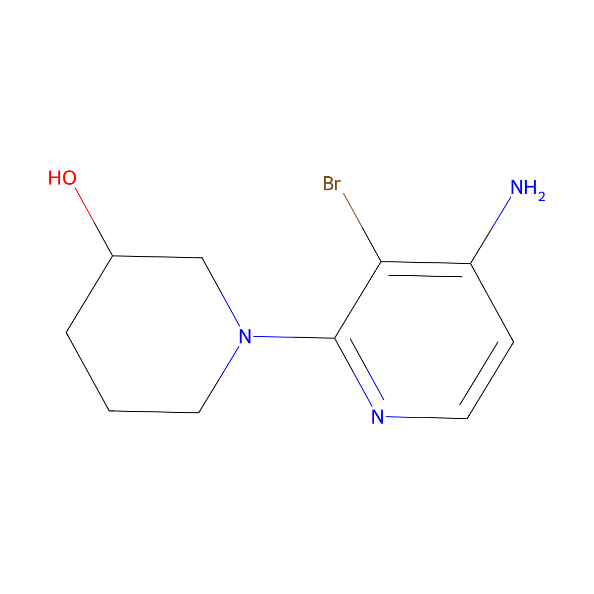 4-Amino-3-bromo-2-(3-hydroxypiperidin-1-yl)pyridine molecular structure, CAS 1381942-32-0