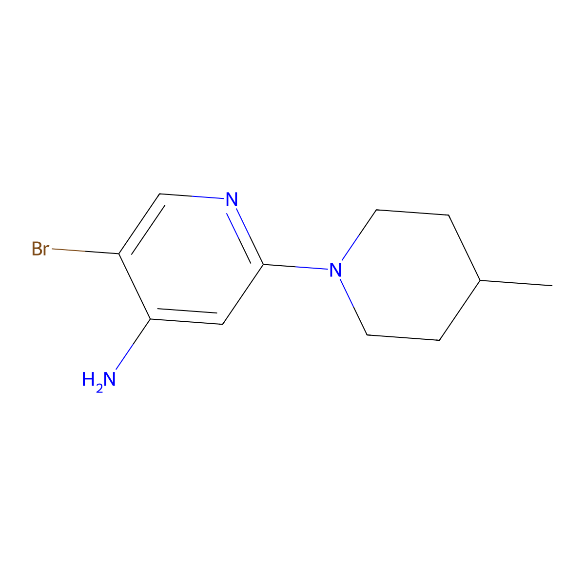 5-Bromo-2-(4-methylpiperidin-1-YL)pyridin-4-amine molecular structure, CAS 1381942-34-2