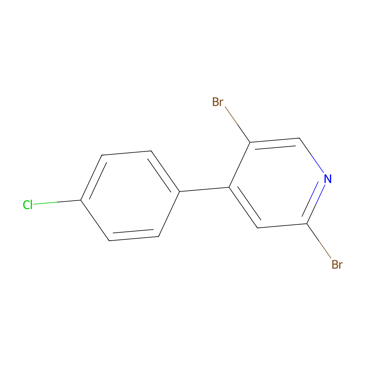 2,5-Dibromo-4-(4-chlorophenyl)pyridine molecular structure, CAS 1381942-35-3