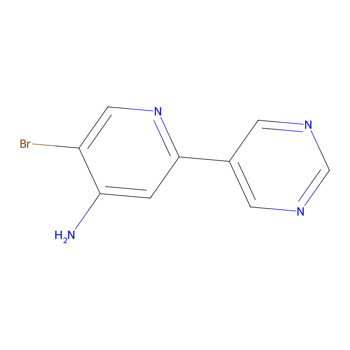 5-Bromo-2-(pyrimidin-5-YL)pyridin-4-amine molecular structure, CAS 1381942-36-4