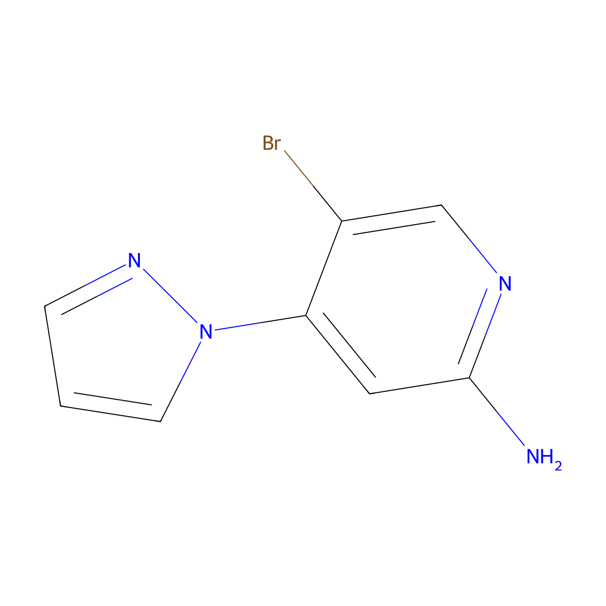 2-Amino-5-bromo-4-(1H-pyrazol-1-yl)pyridine molecular structure, CAS 1381942-41-1